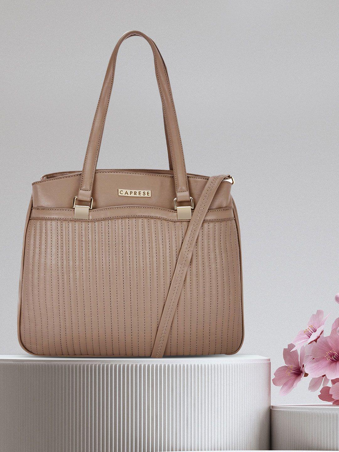 caprese taupe striped shoulder bag