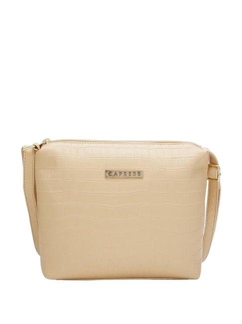 caprese westwood beige faux leather textured sling handbag