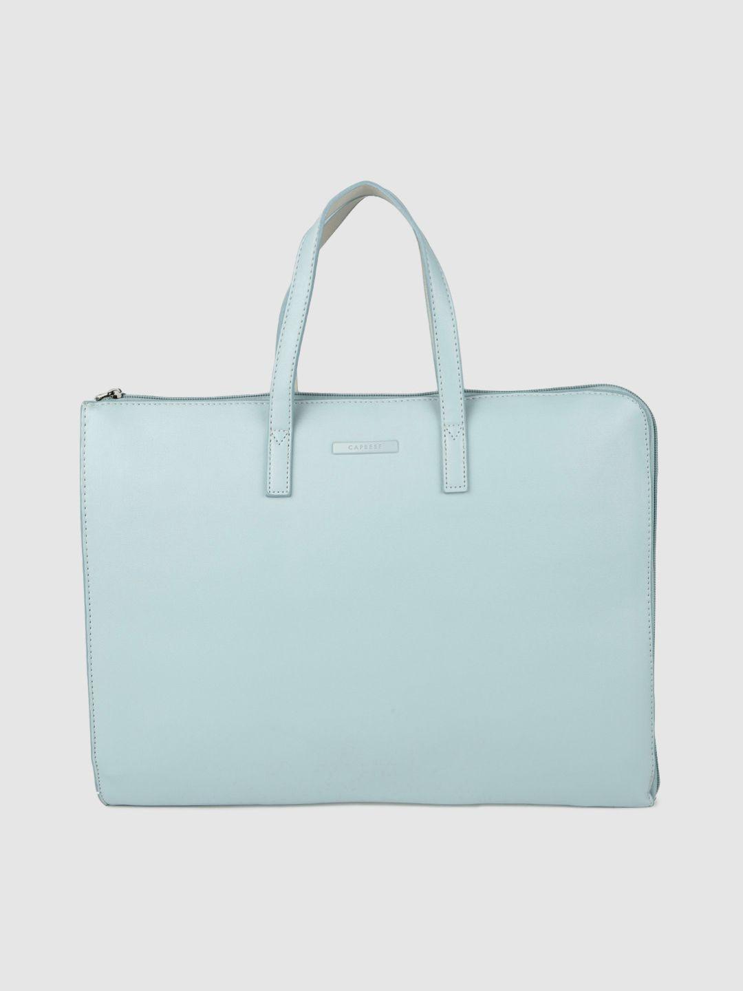 caprese women blue solid laptop bag