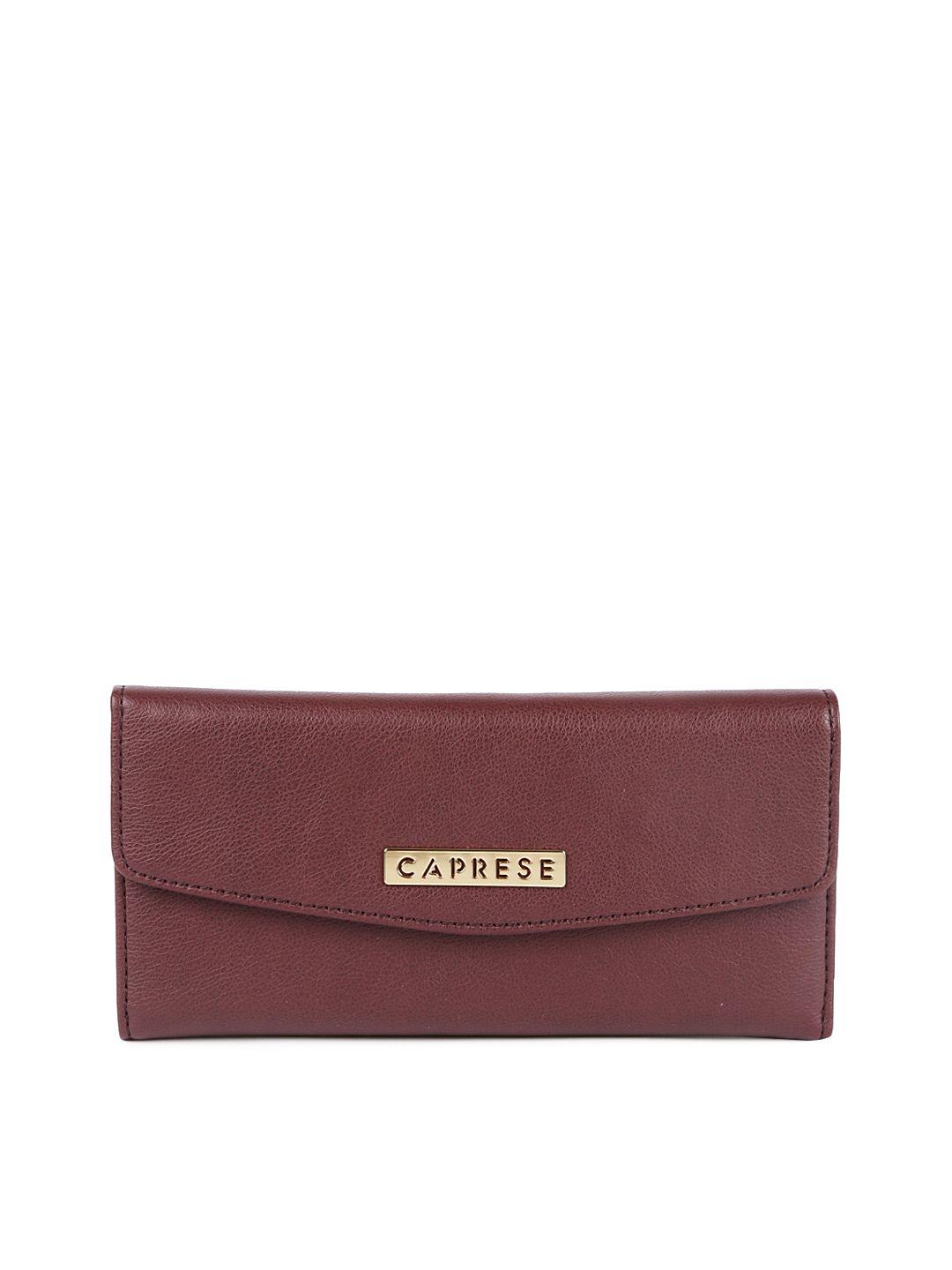 caprese women burgundy solid three fold wallet