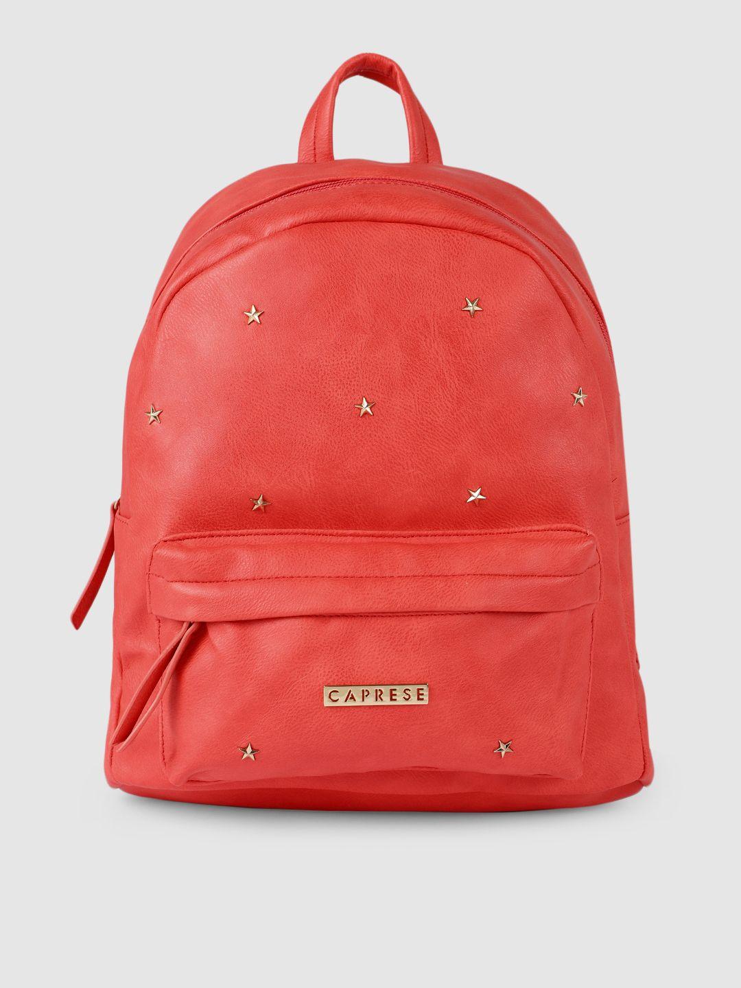 caprese women coral red embellished backpack
