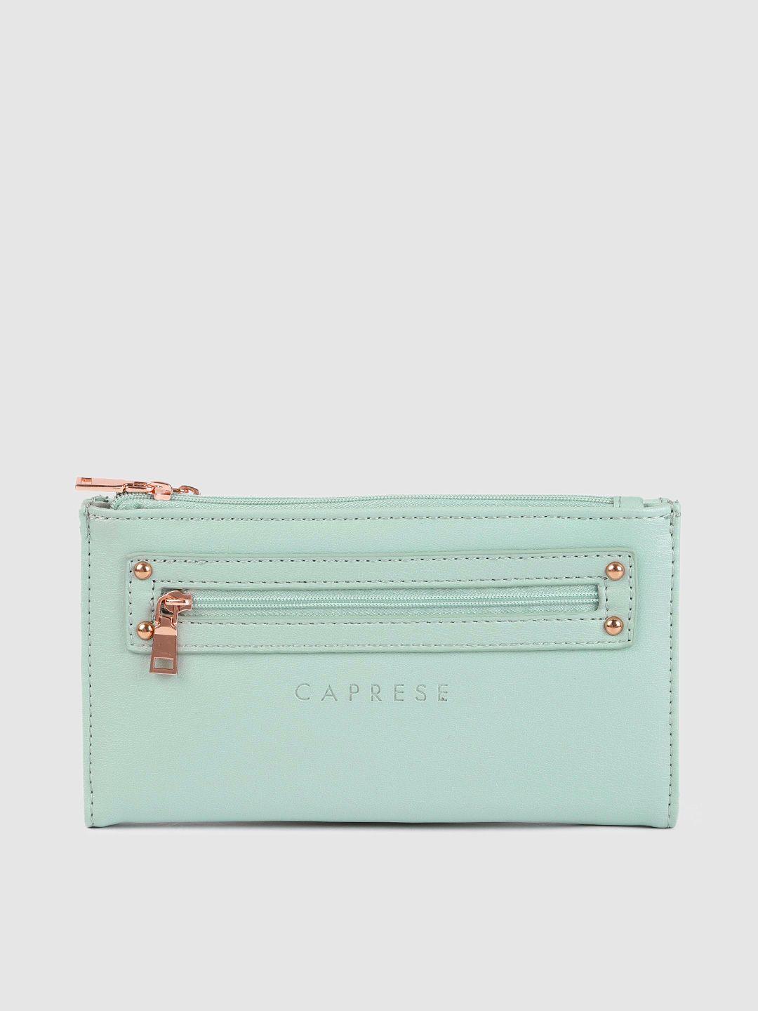 caprese women green solid two fold wallet