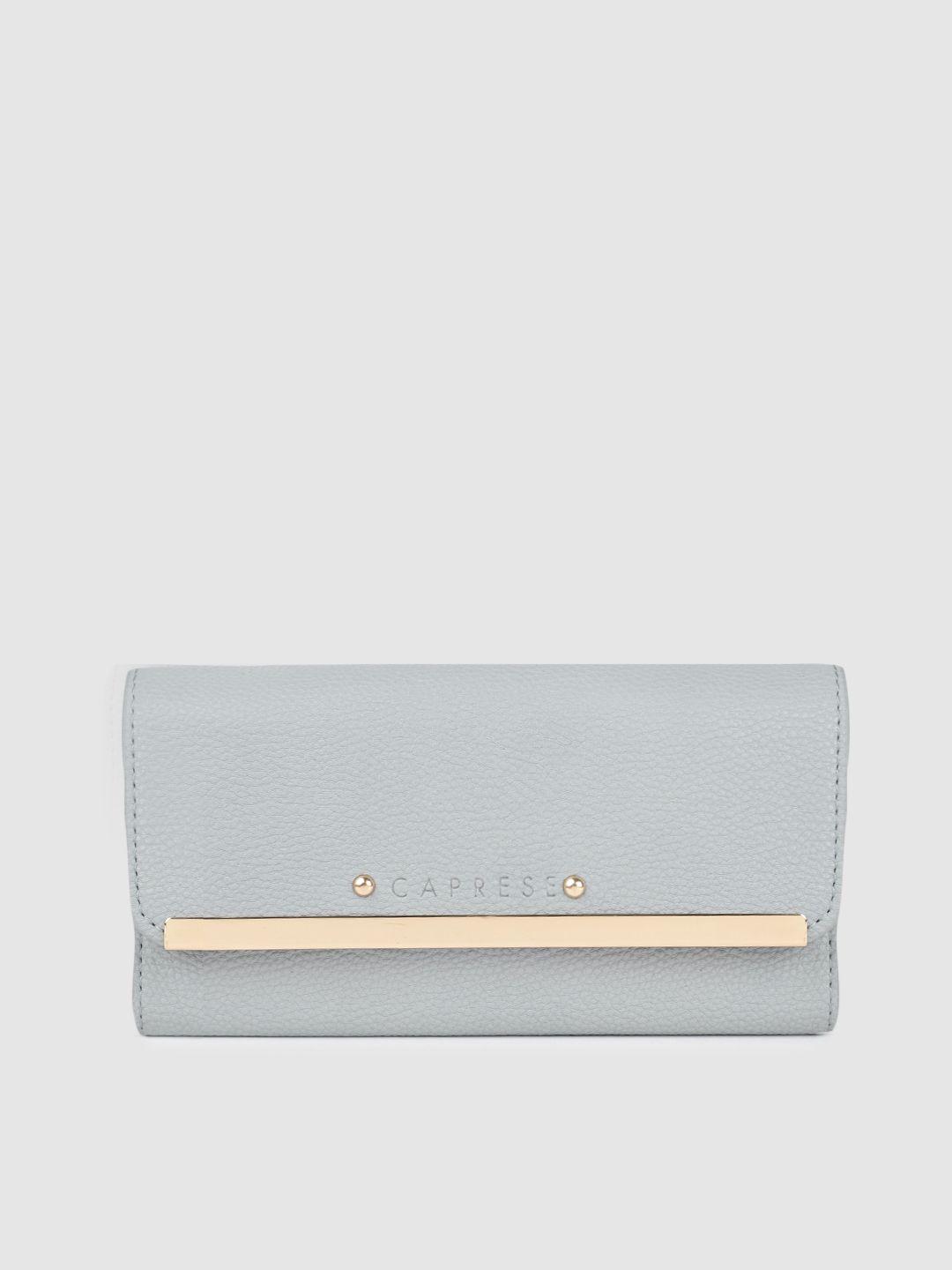 caprese women light blue solid three fold wallet