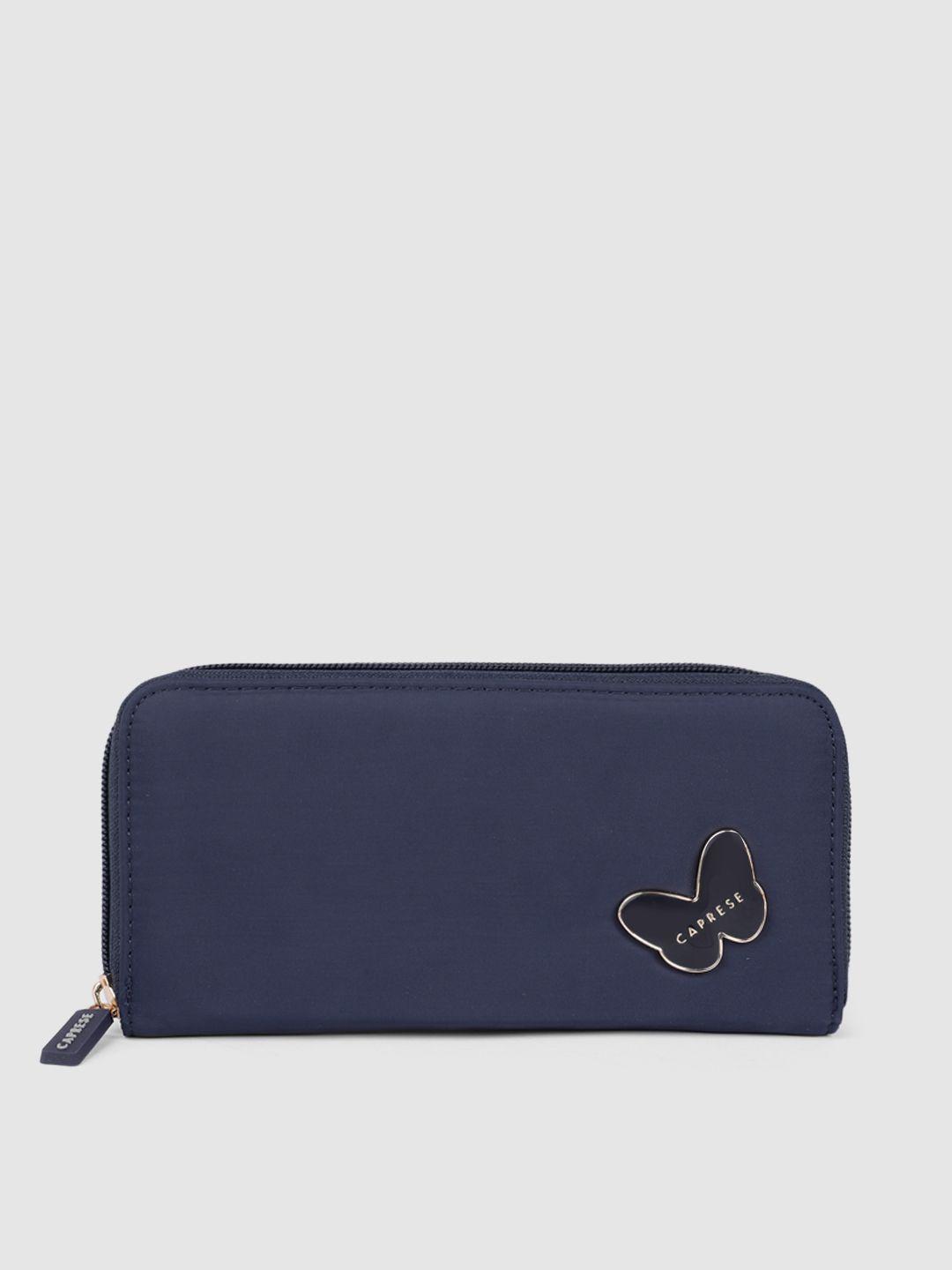 caprese women navy blue zip around wallet