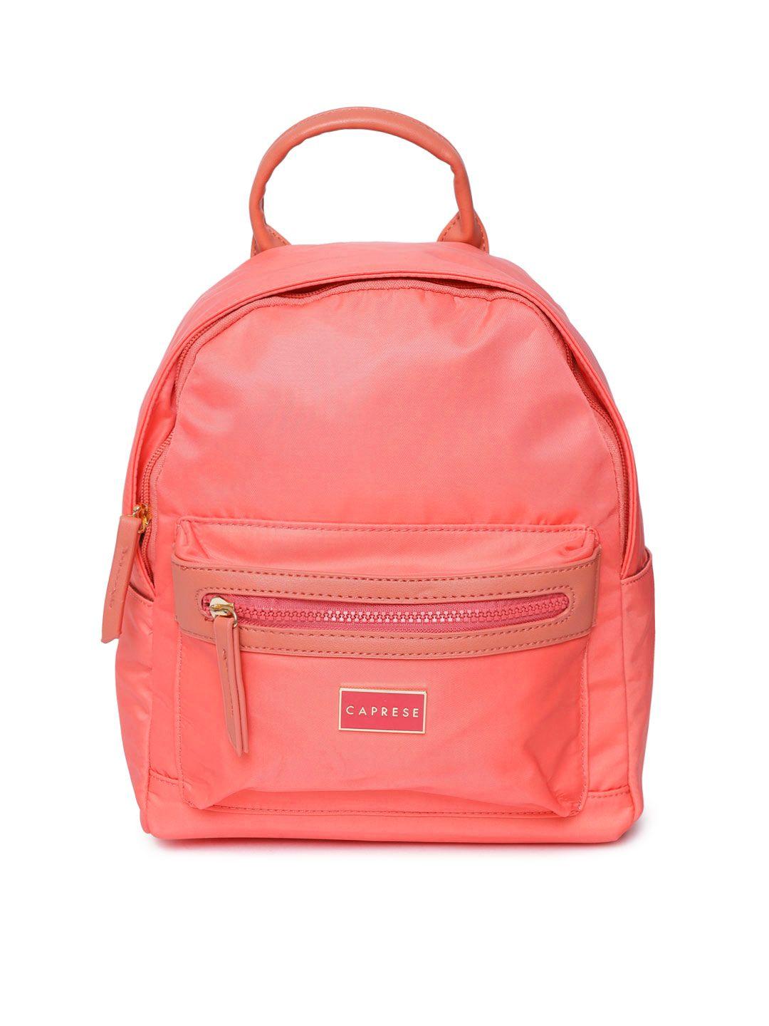 caprese women peach-coloured solid backpack