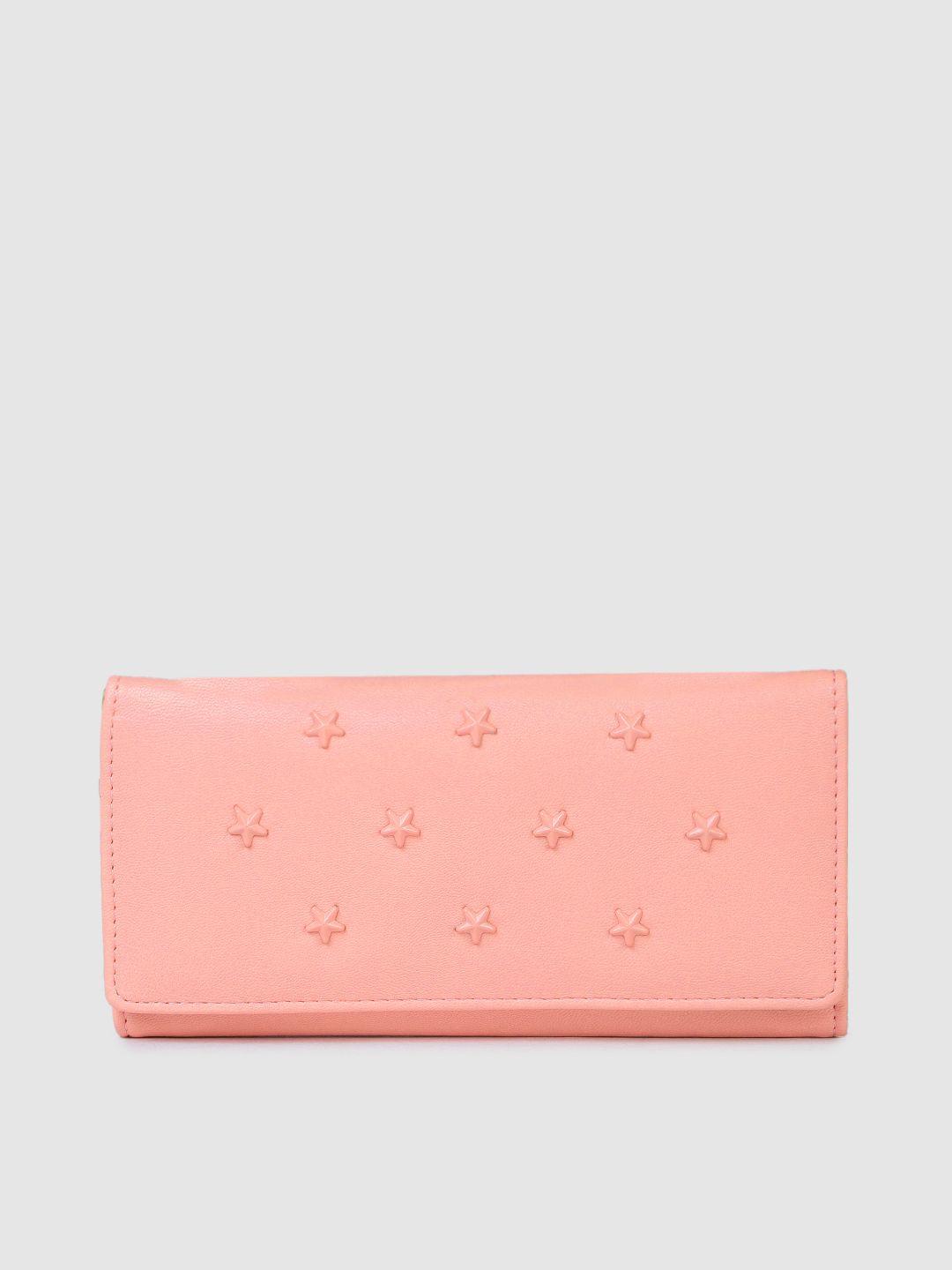 caprese women pink solid three fold wallet
