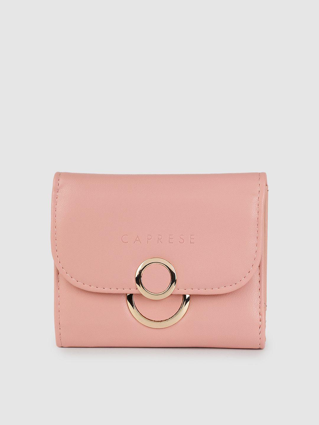 caprese women pink three fold wallet