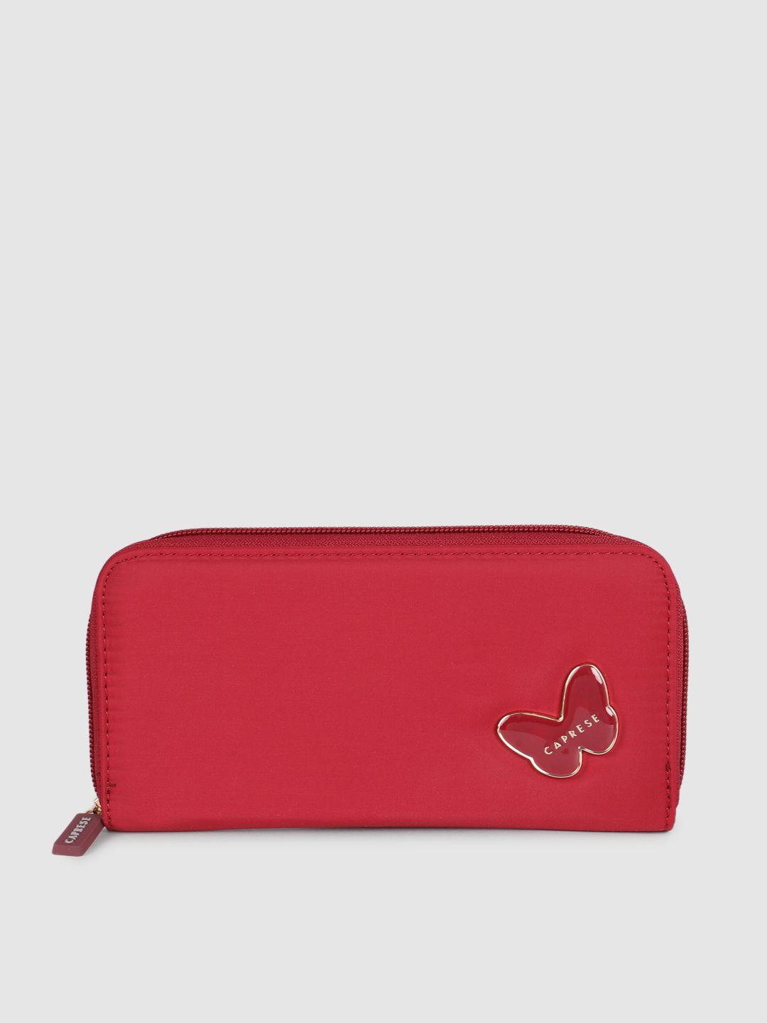 caprese women red zip around wallet