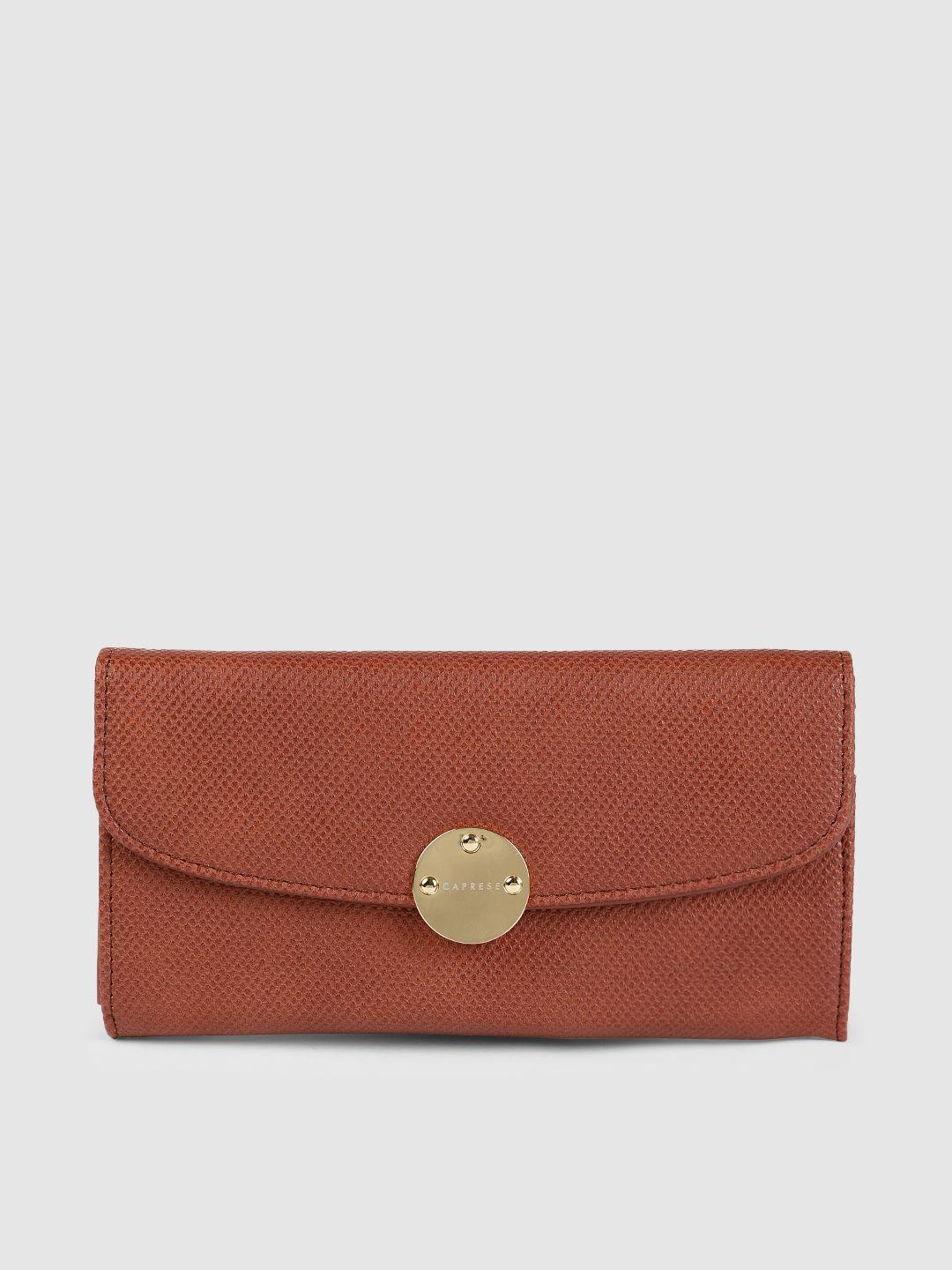 caprese women rust brown textured two fold wallet