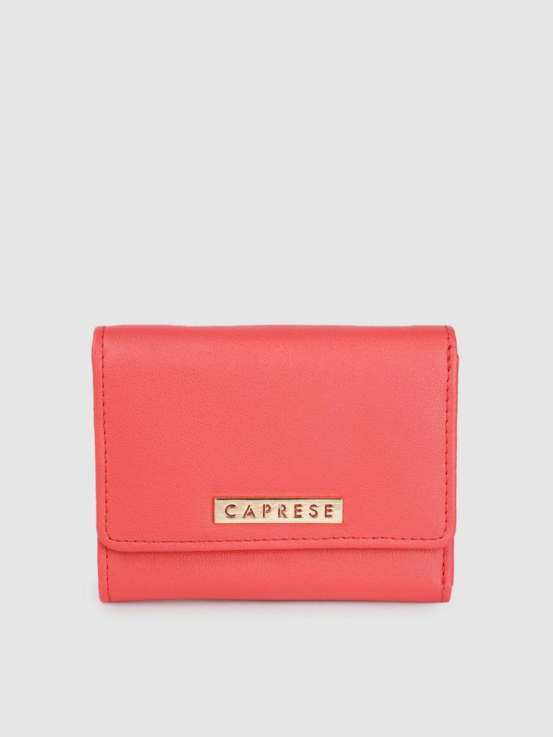 caprese women solid three fold wallet