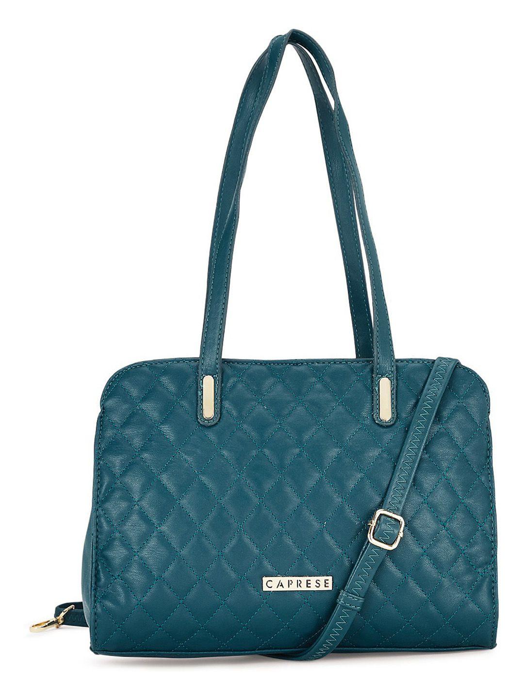 caprese women teal solid structured shoulder bag