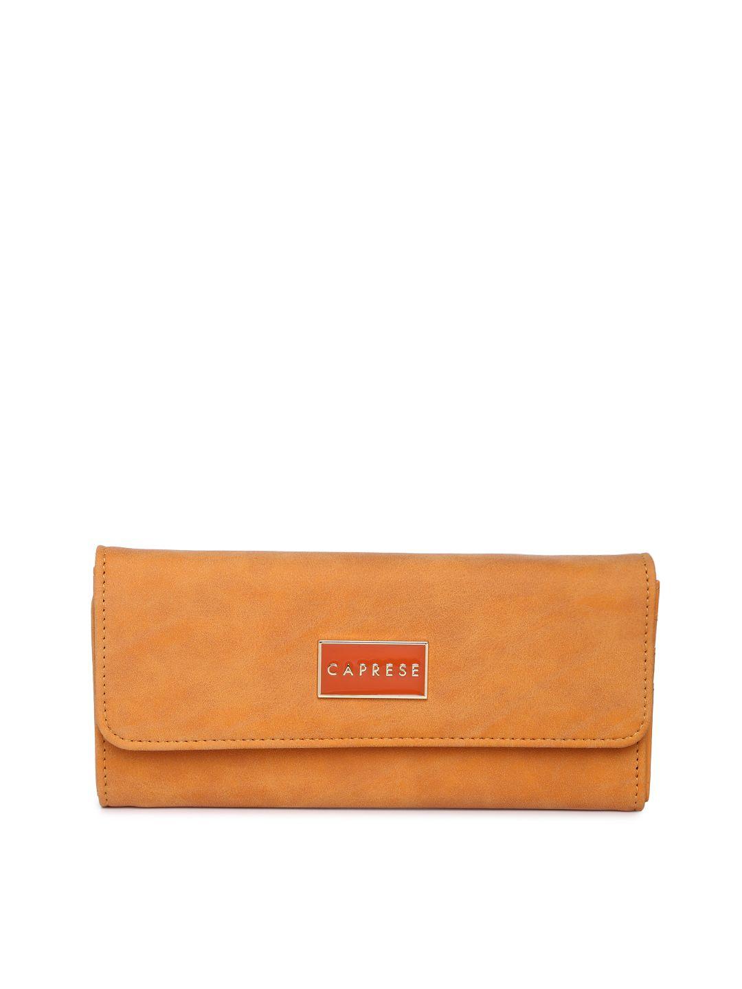 caprese women yellow lex solid three fold wallet