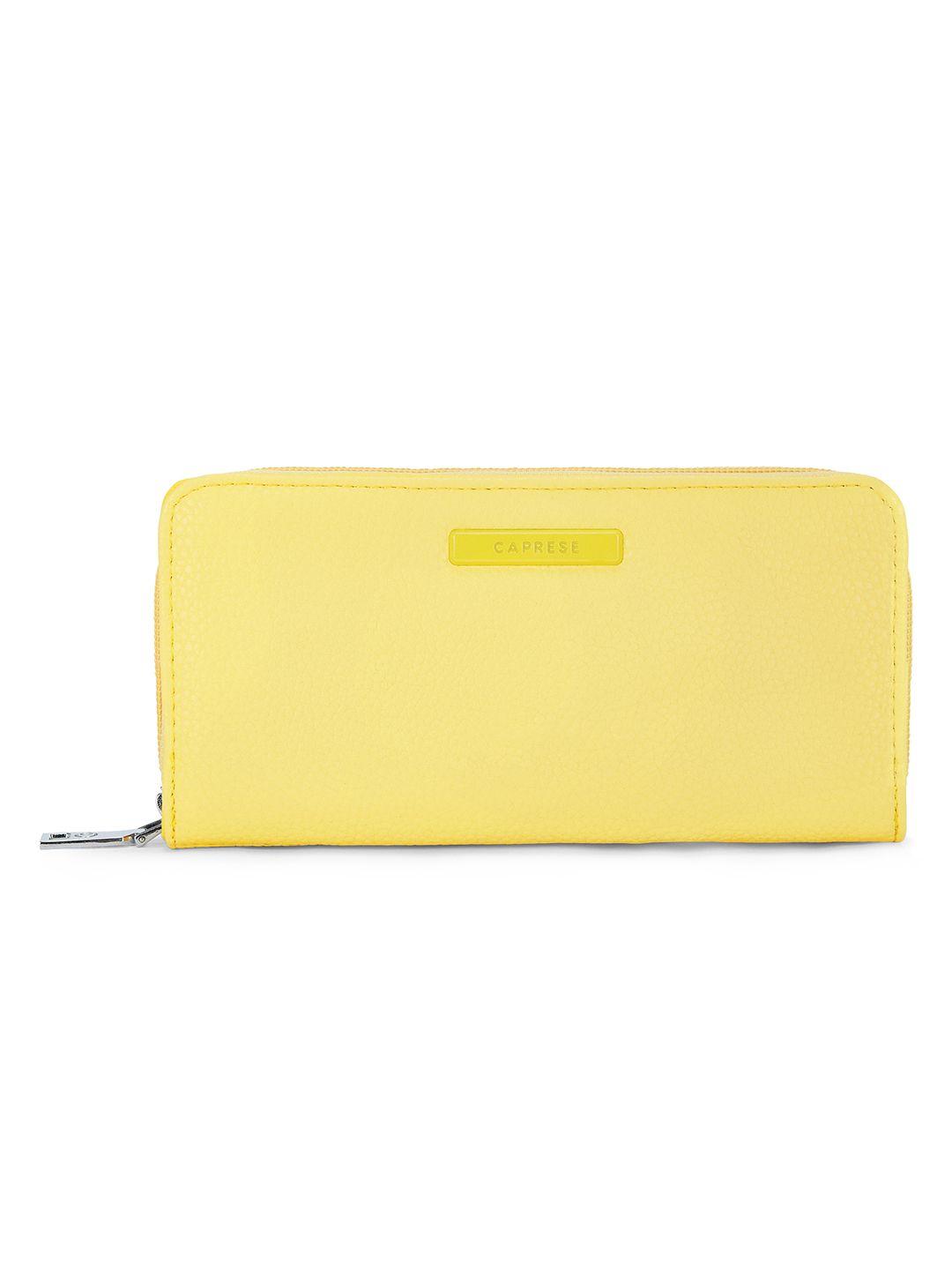 caprese women yellow solid zip around wallet