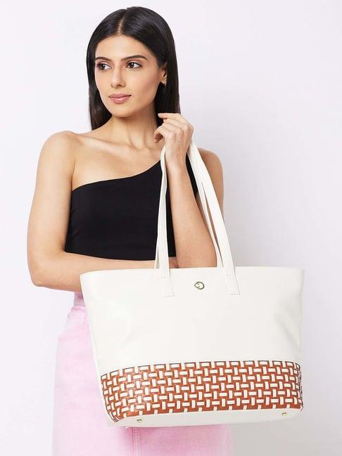 caprese zeta vanilla printed large tote handbag