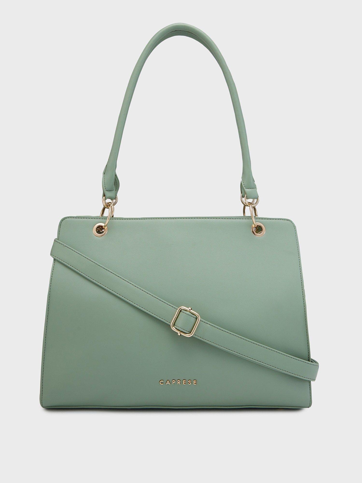 capri solid mint faux leather large handbag