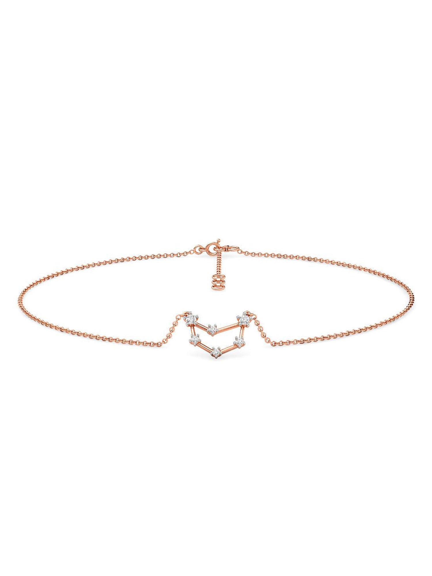 capricorn 18k rose gold and diamond anklet for women