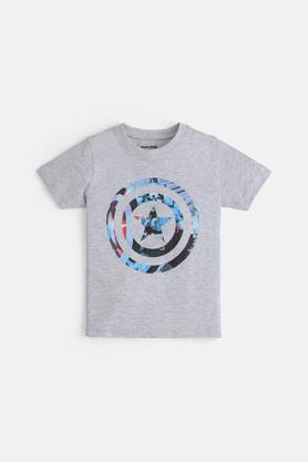 captain america cotton t-shirt for boys - ecru melange
