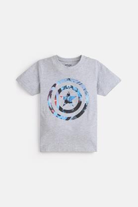 captain america cotton t-shirt for boys - ecru melange
