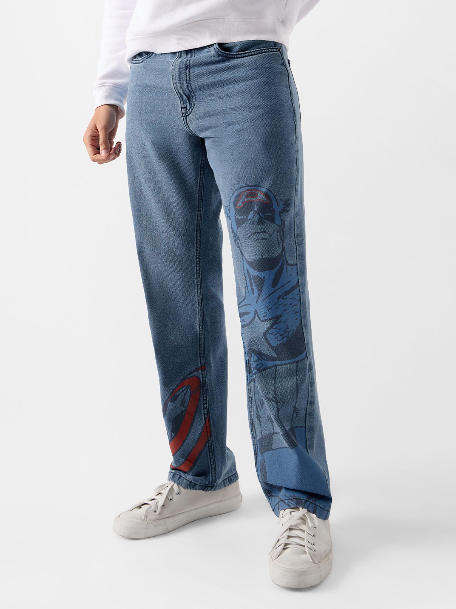 captain america: sentinel of liberty straight fit men jeans blue