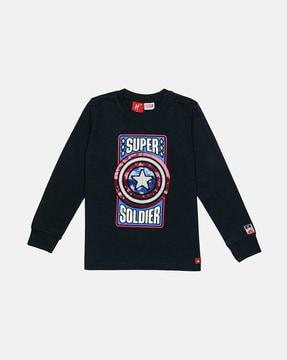 captain america embellished round-neck t-shirt