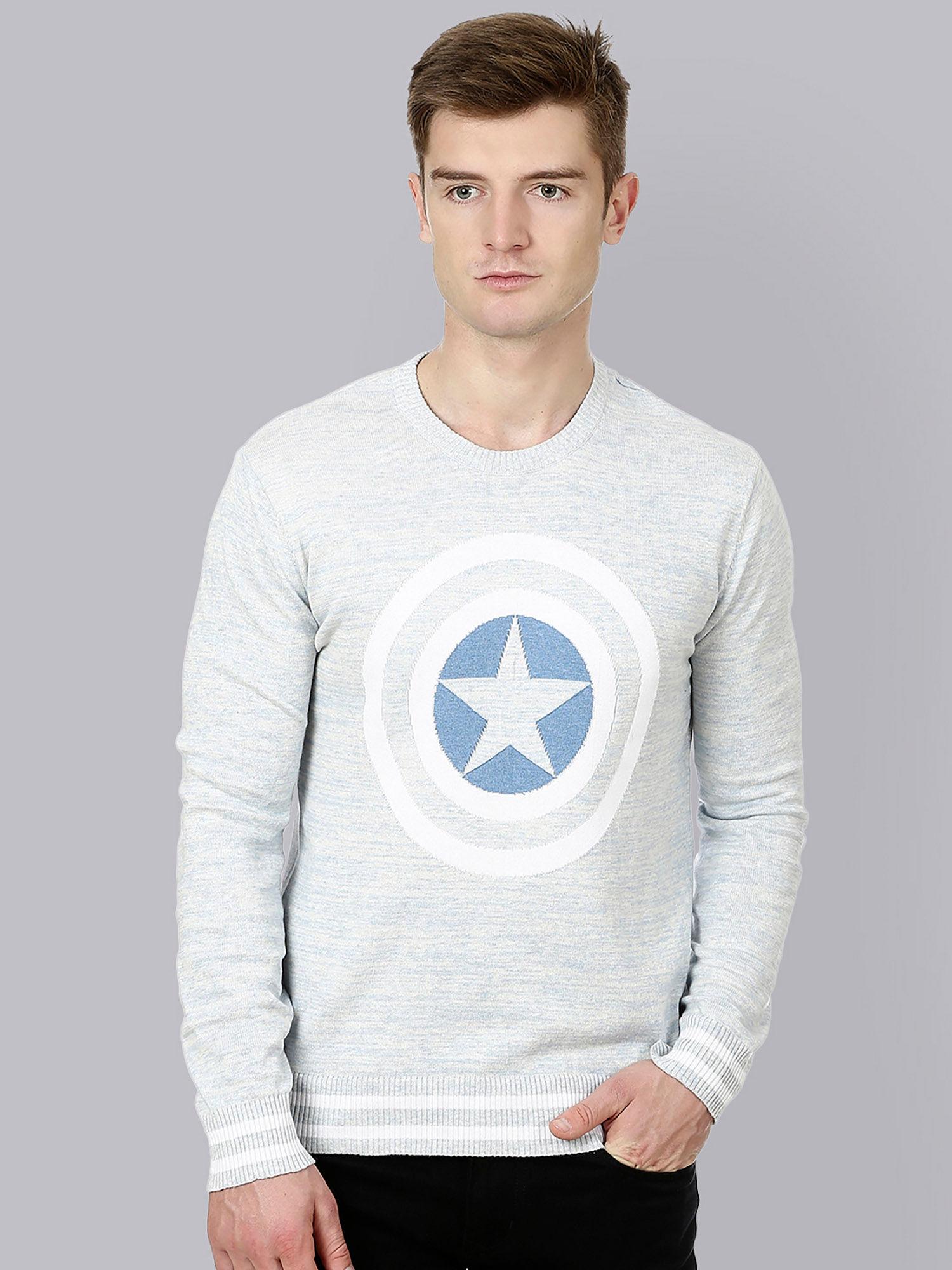 captain america featured blue sweater for men