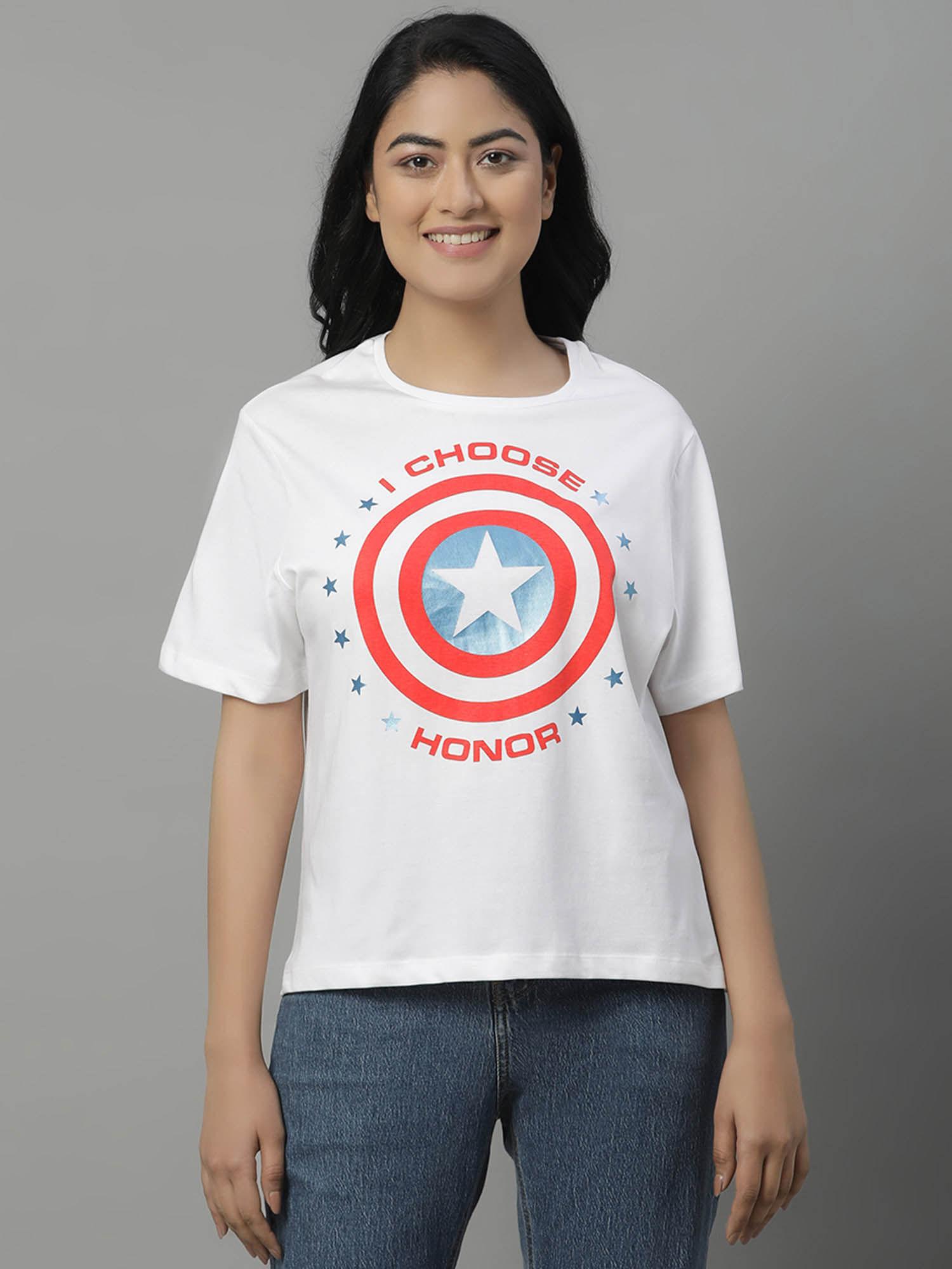 captain america graphic relaxed fit tshirt for women