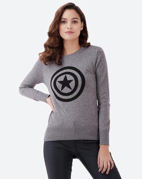 captain america print crew-neck sweatshirt