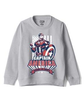 captain america print round neck sweatshirt