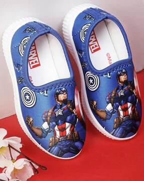 captain america print round-toe slip-on shoes