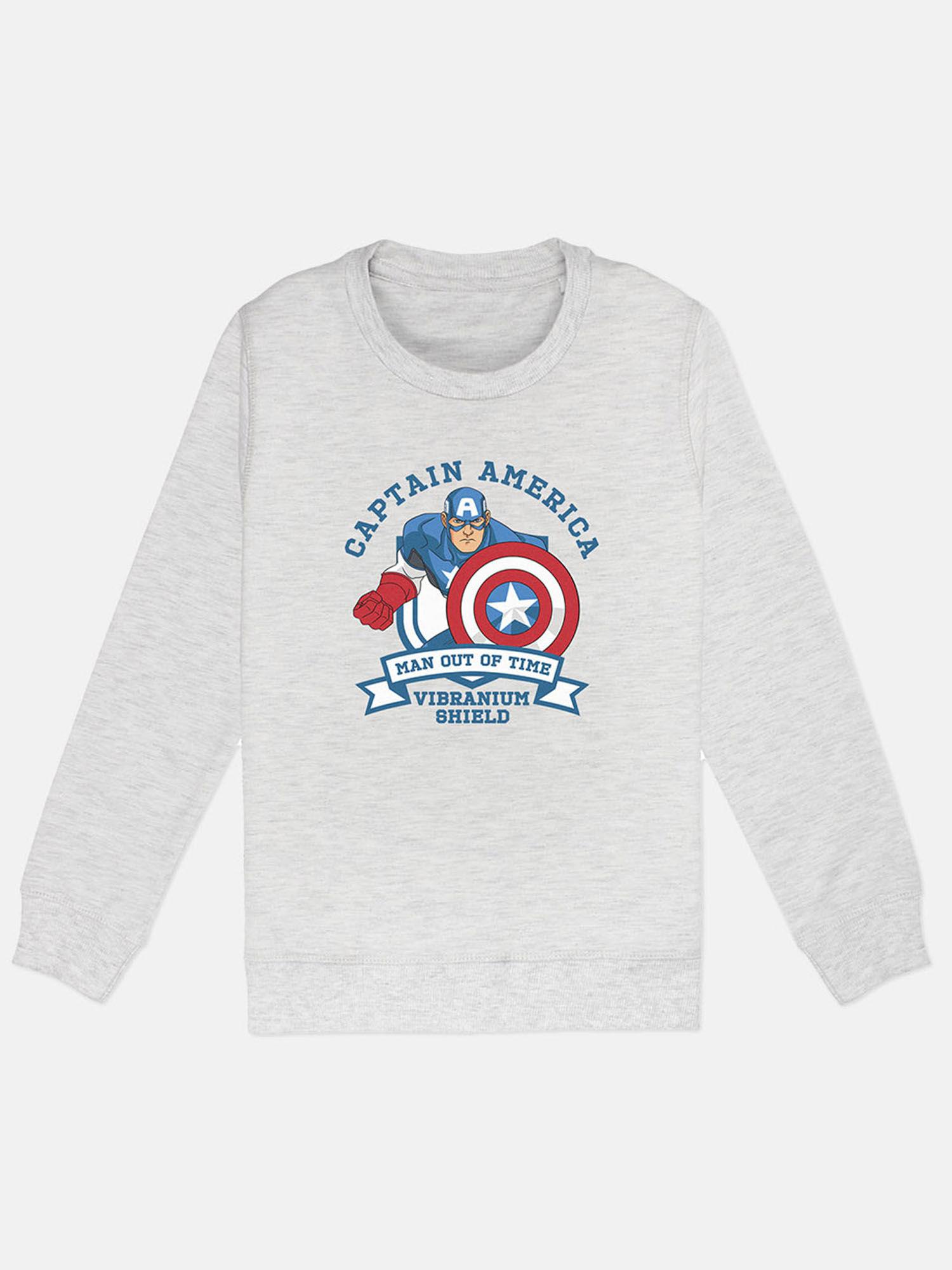 captain america printed grey full sleeve sweater