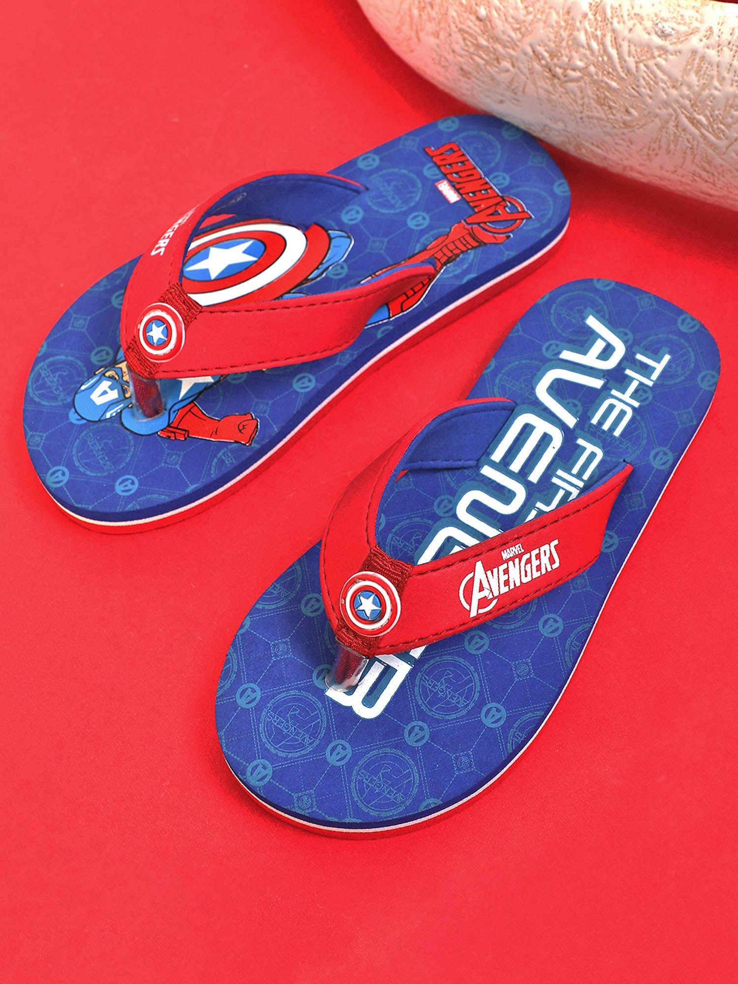 captain america printed kids boys blue flipflops