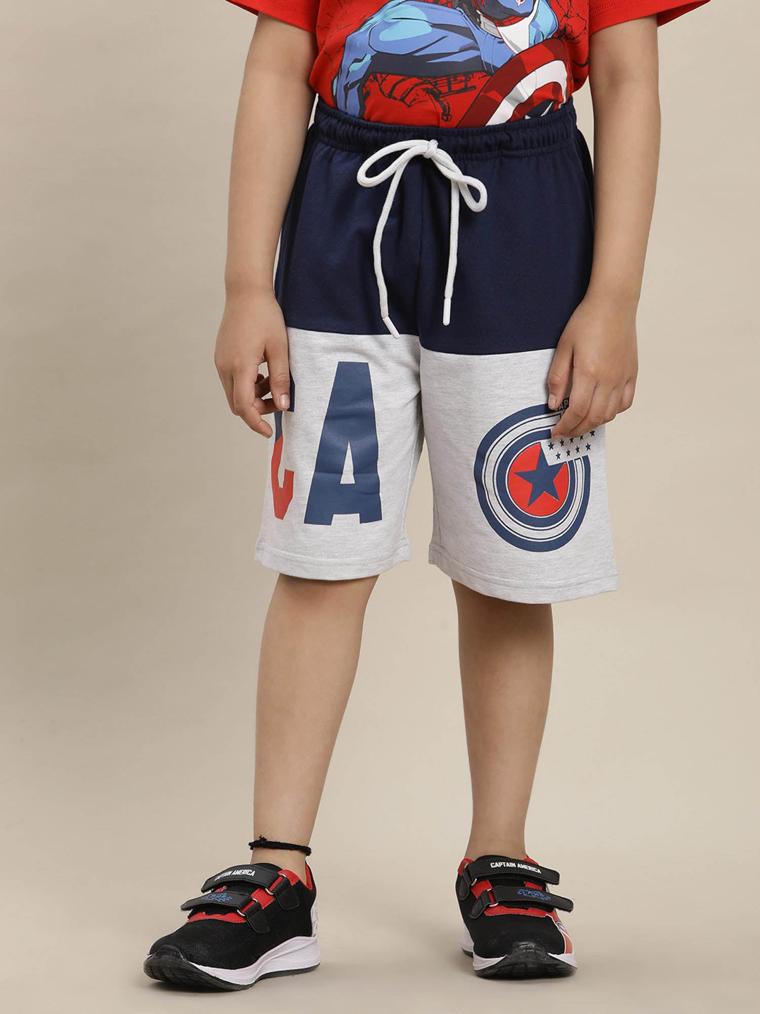 captain america printed regular fit shorts for boys