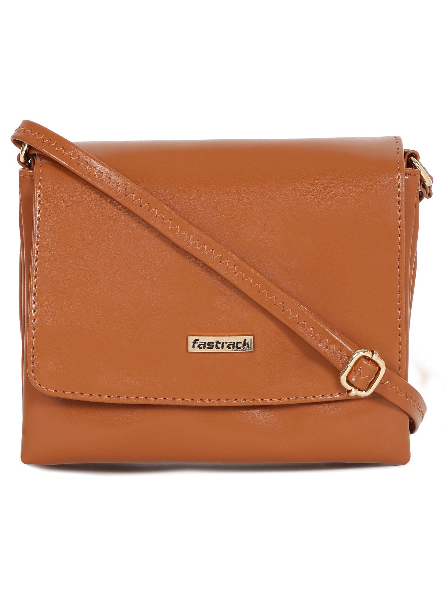 caramel brown multi pocket sling bag for women