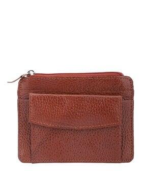 card holder with zip-closure & stitched detail