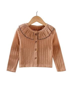 cardigan with front button closure