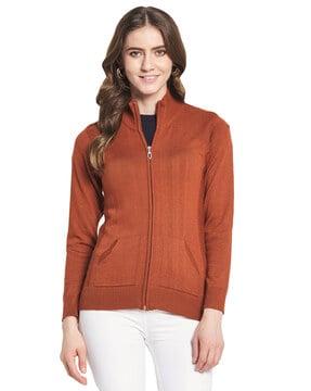 cardigans with front zip closure