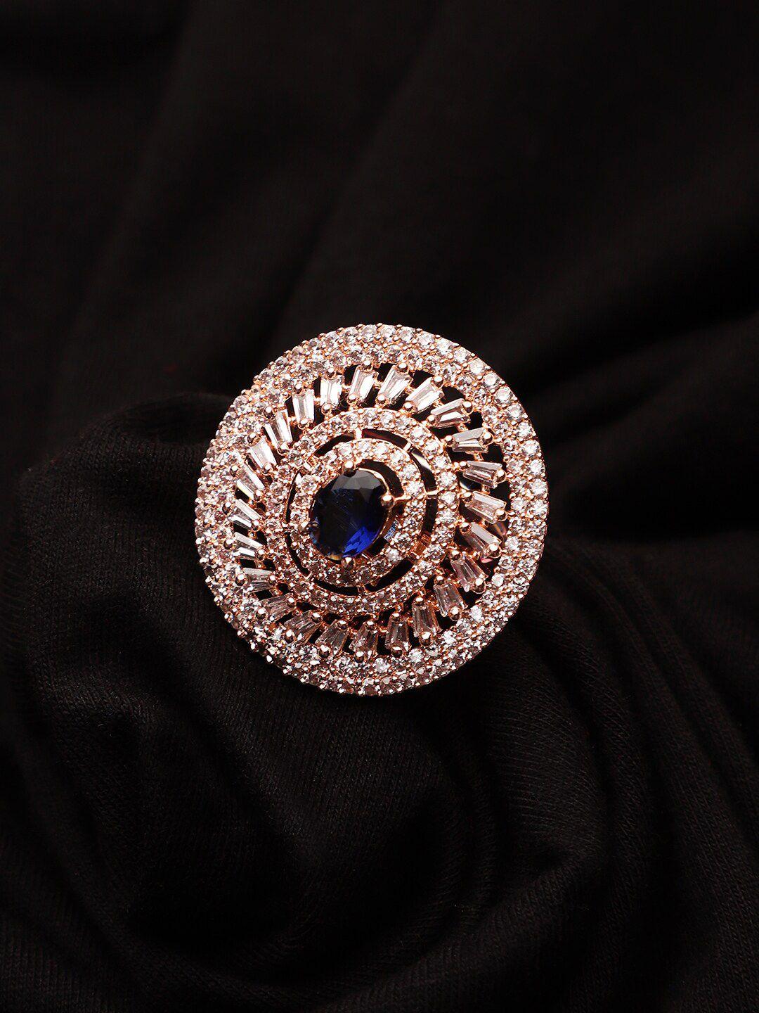 cardinal women blue stone studded adjustable ring