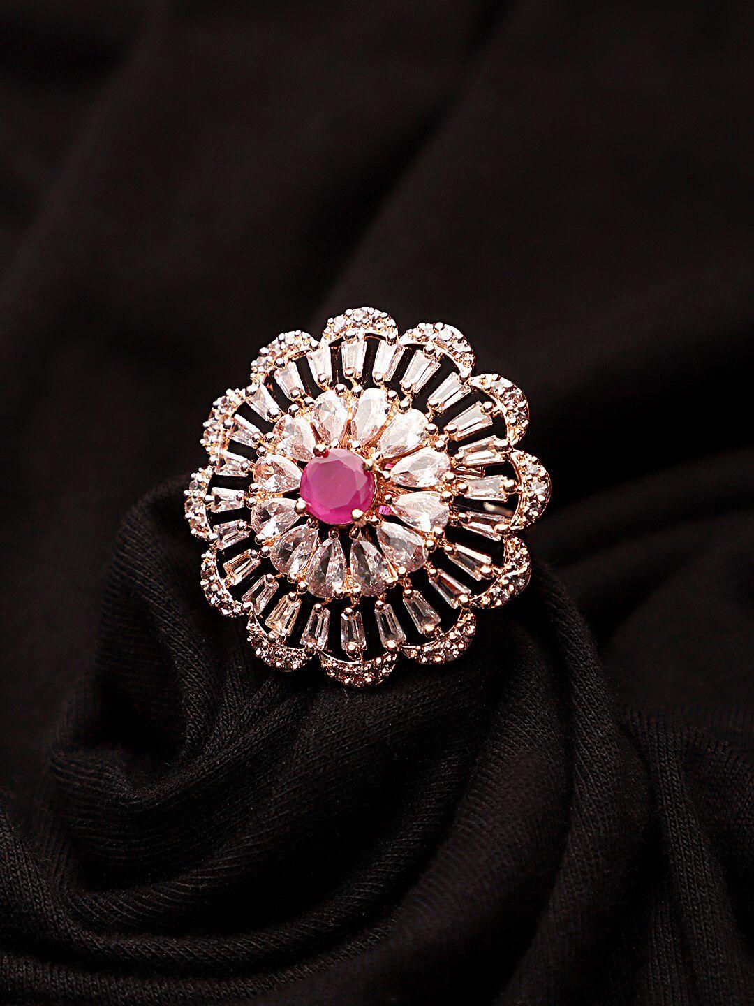 cardinal women pink american diamond adjustable ring