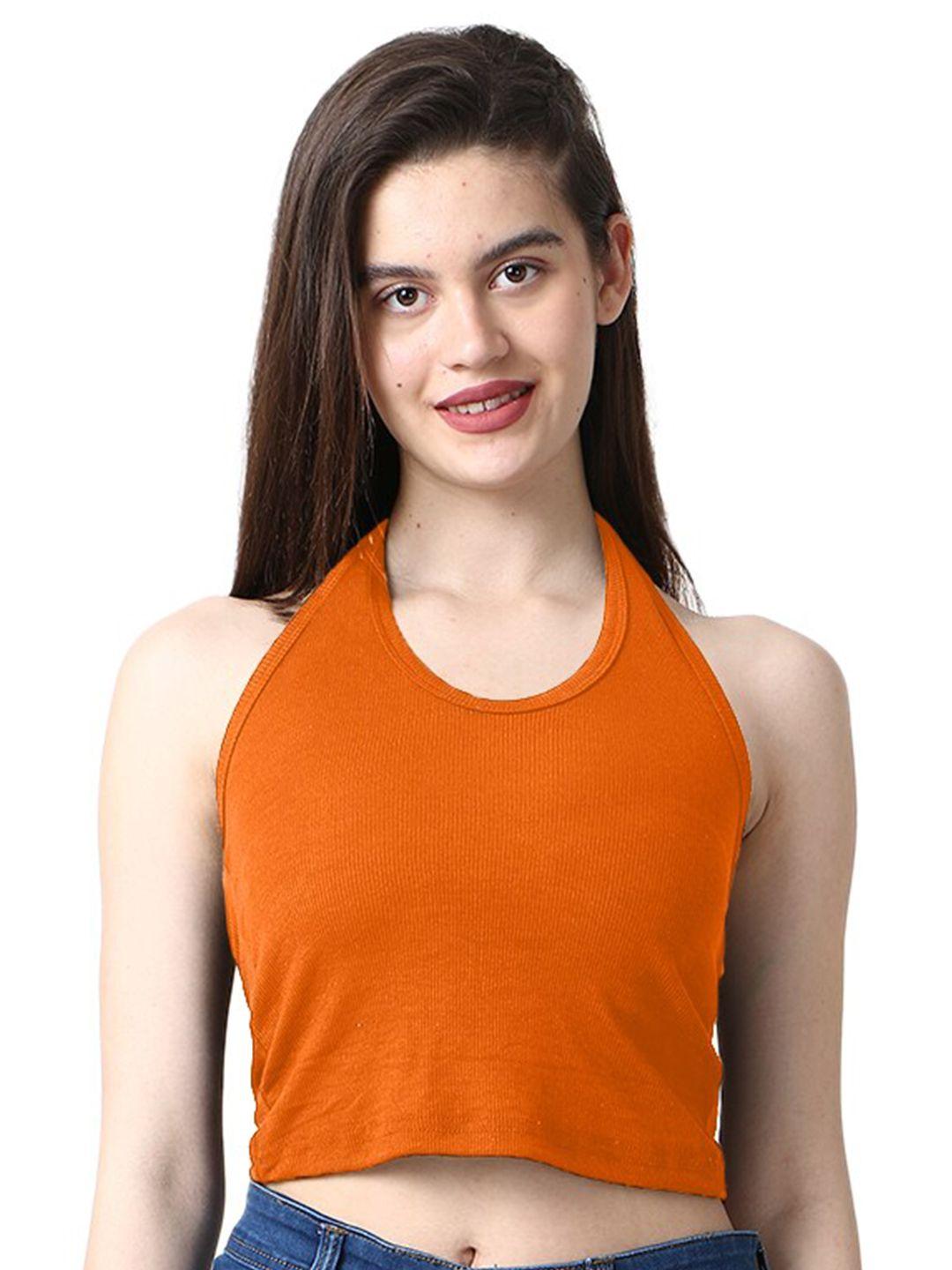 caredone orange halter neck top