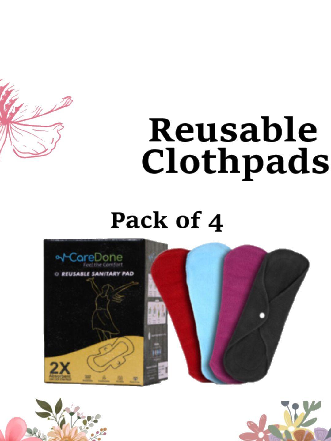 caredone set of 4 ultra thin 4-layered rash free reusable sanitary cloth pads