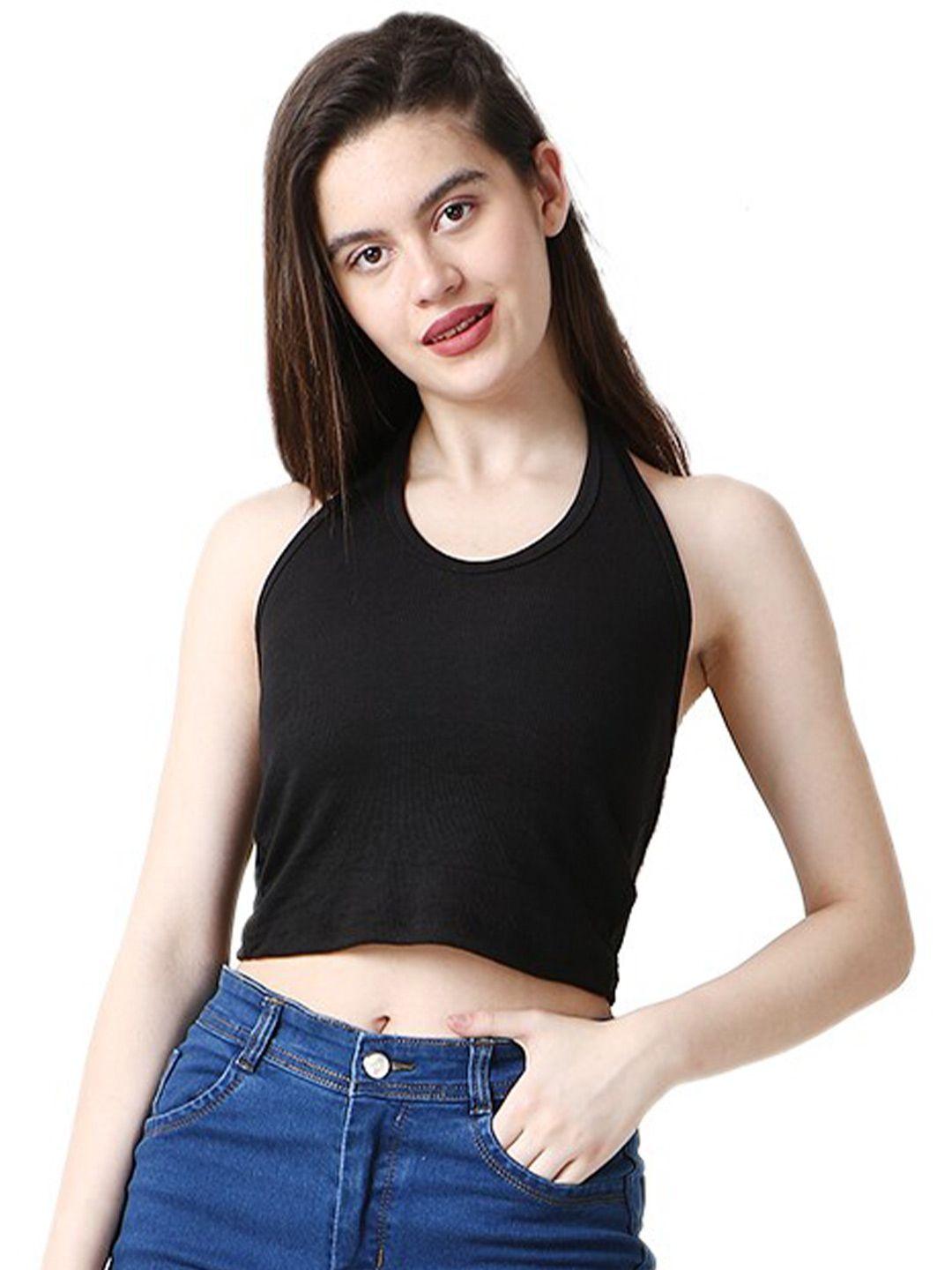 caredone halter neck fitted crop top