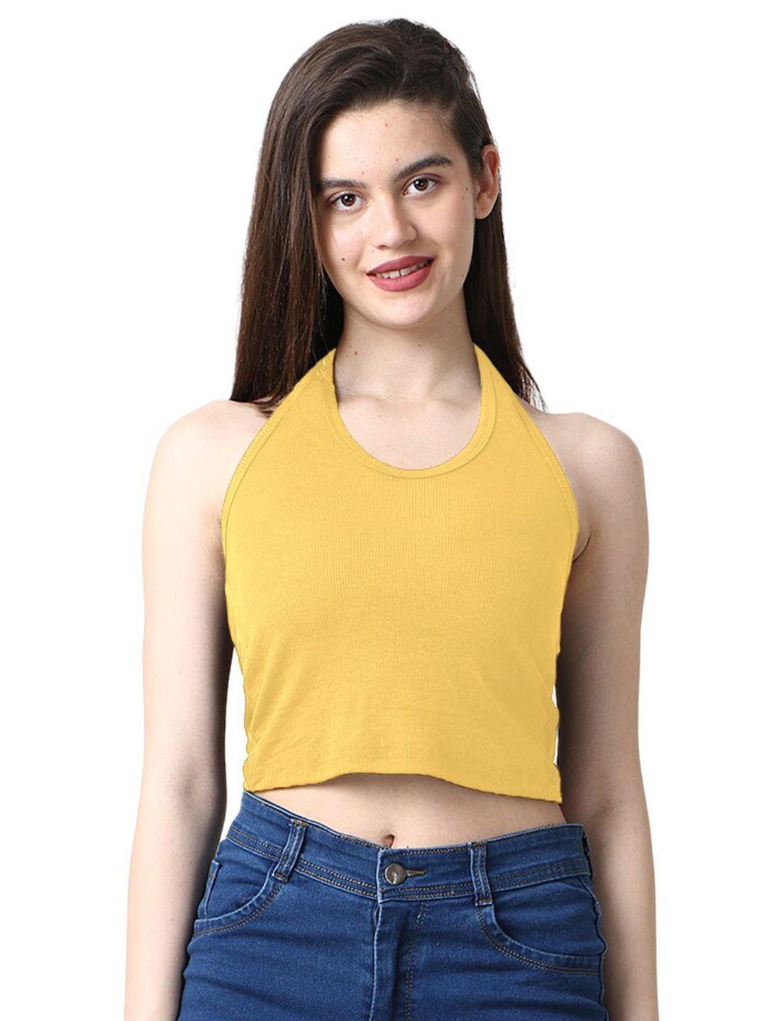 caredone halter neck fitted crop top