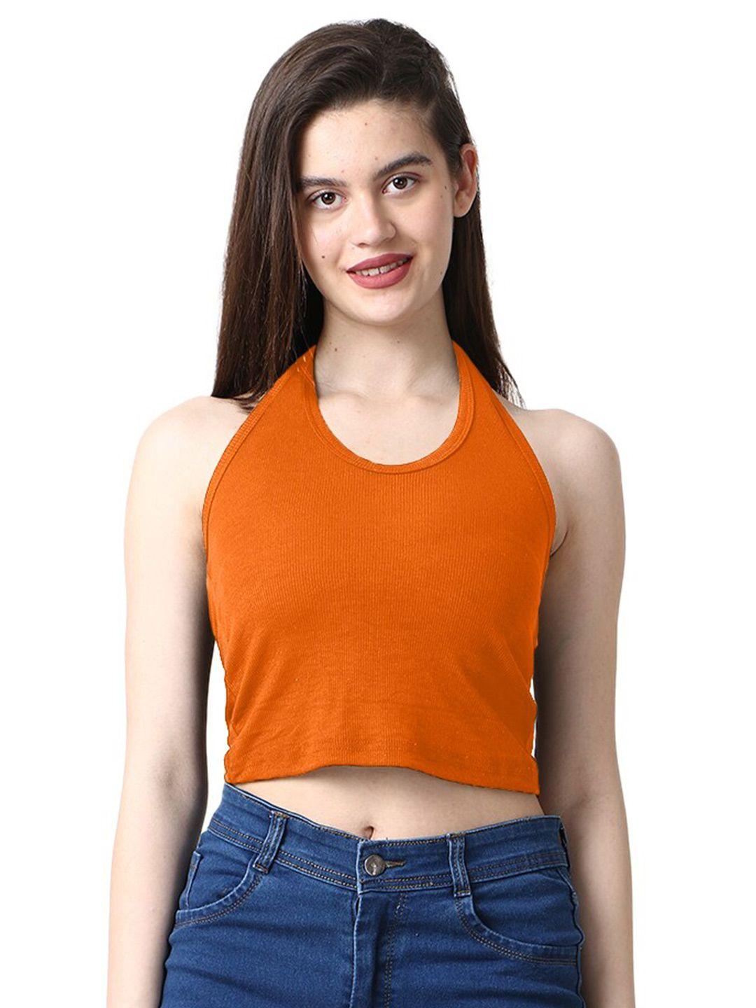 caredone halter neck fitted crop top