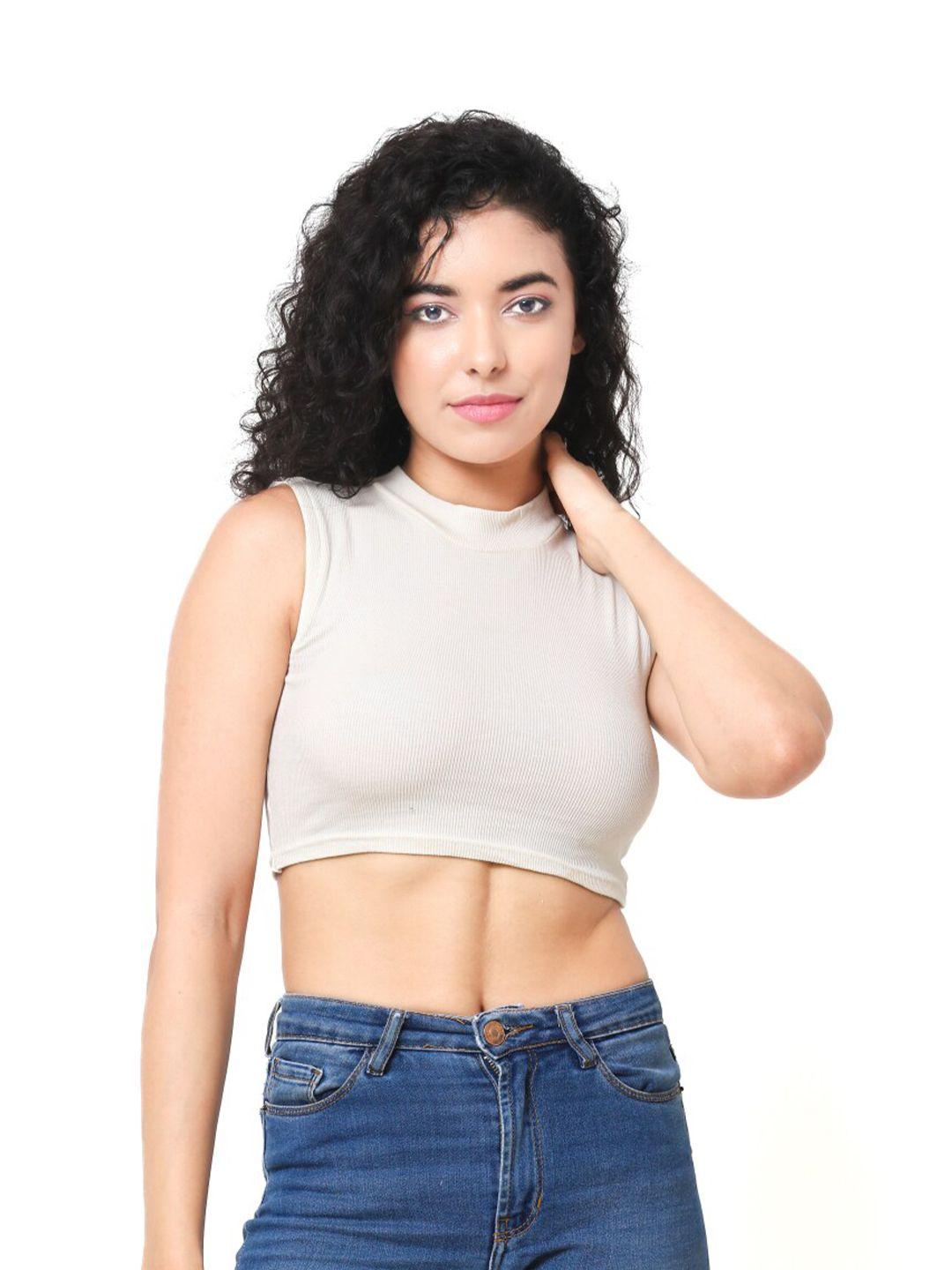 caredone high neck ribbed crop top