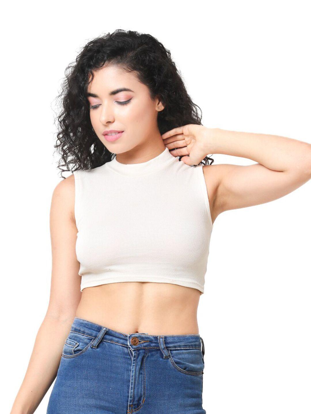 caredone high neck ribbed crop top