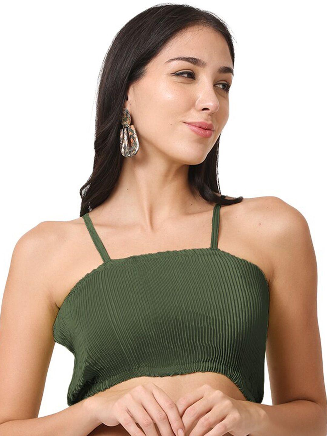 caredone self design shoulder straps crop top