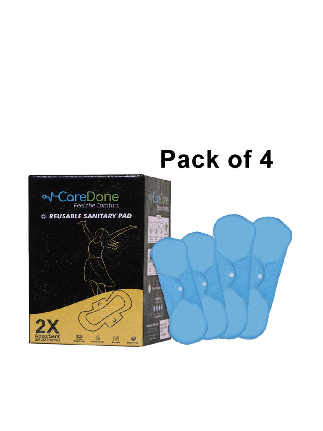 caredone set of 2 maxi & 2 super maxi reusable & washable sanitary pad - blue