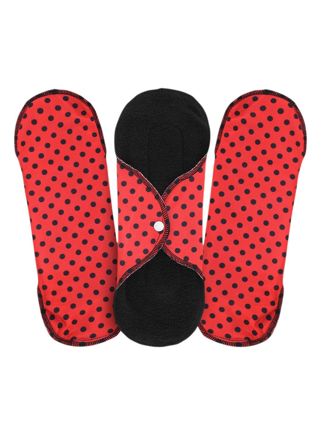 caredone set of 3 ultra thin 4 layered rash free reusable sanitary cloth pads xl - red