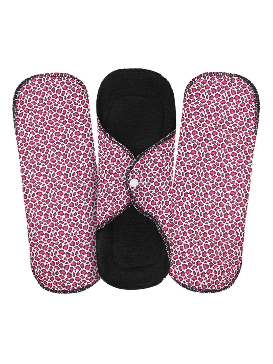 caredone set of 3 ultra thin 4-layered xl rash free reusable sanitary cloth pads - pink