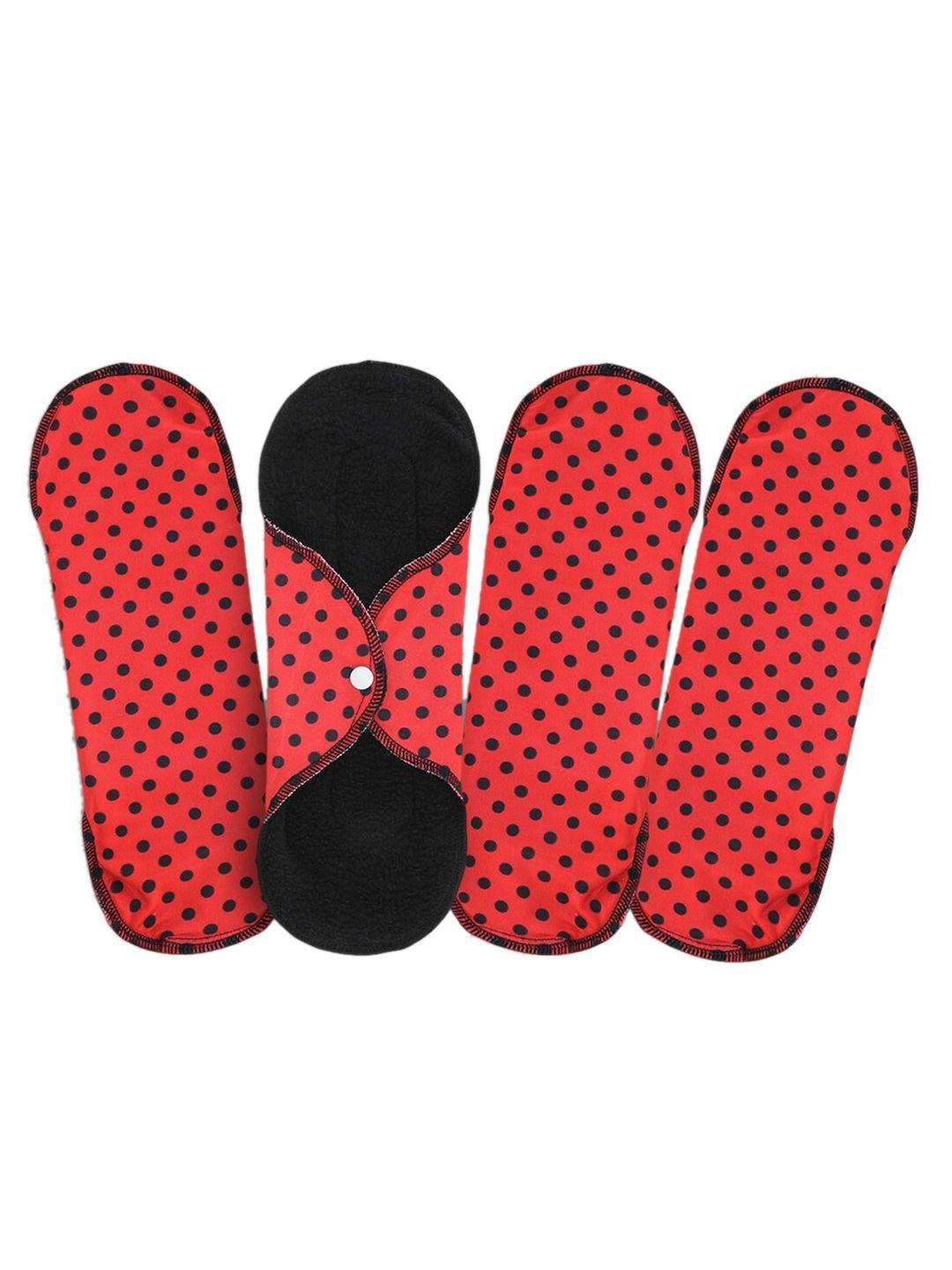 caredone set of 4 ultra thin 4 layered rash free reusable sanitary cloth pads xl - red